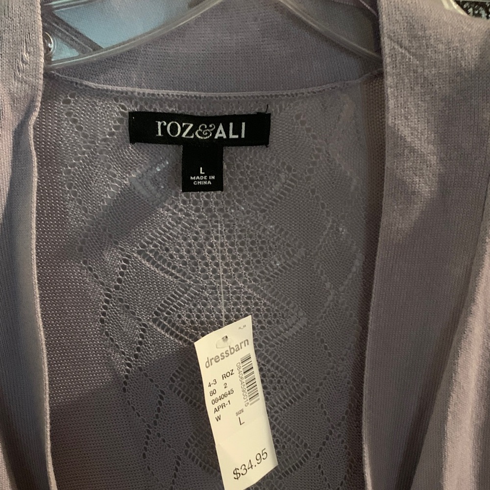 Roz & Ali Light Purple Knit Cardigan